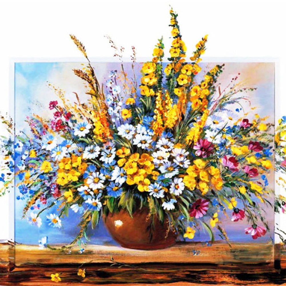 Oil Painting Vase - Full Round Drill Diamond Painting 40*40CM