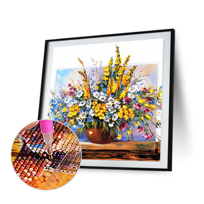 Oil Painting Vase - Full Round Drill Diamond Painting 40*40CM