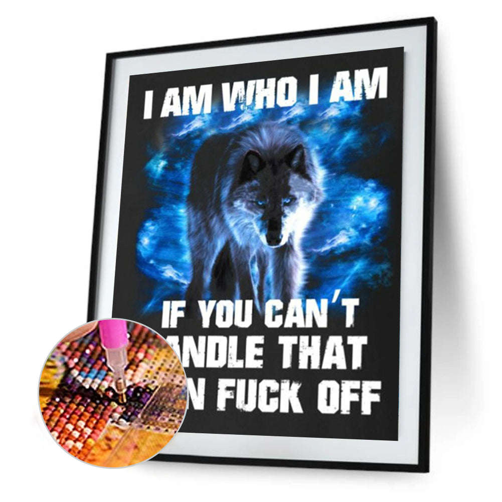 Aurora Wolf Calligraphy - Full Square Drill Diamond Painting 40*50CM