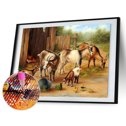 Sheep Raising Pen - Full Round Drill Diamond Painting 40*30CM