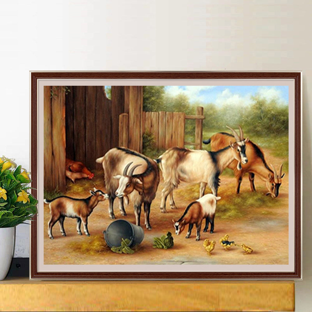Sheep Raising Pen - Full Round Drill Diamond Painting 40*30CM