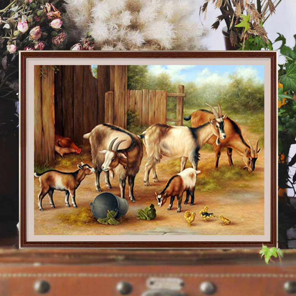 Sheep Raising Pen - Full Round Drill Diamond Painting 40*30CM