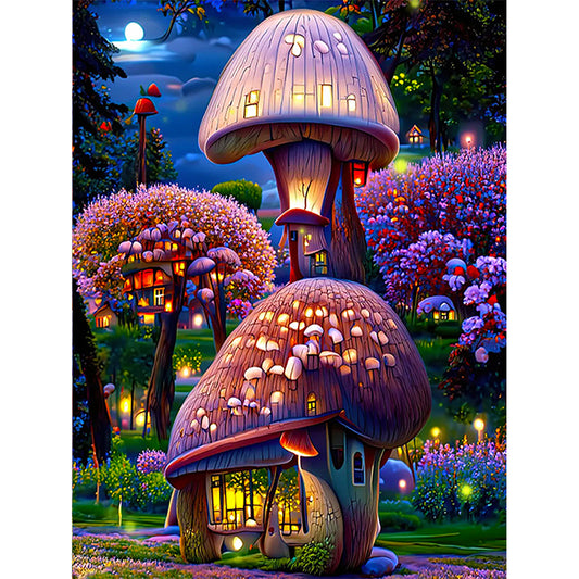 Mushroom House - Full Round Drill Diamond Painting 40*50CM