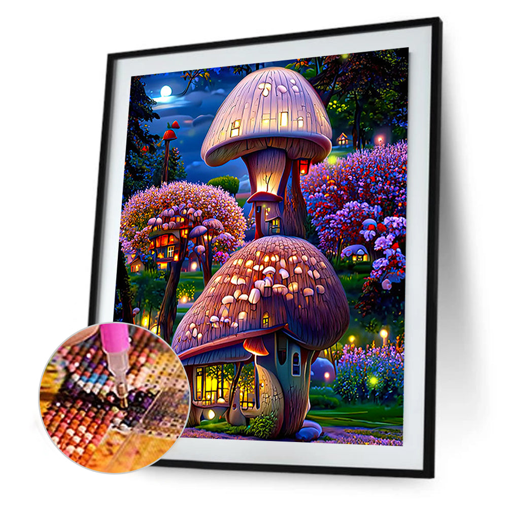 Mushroom House - Full Round Drill Diamond Painting 40*50CM
