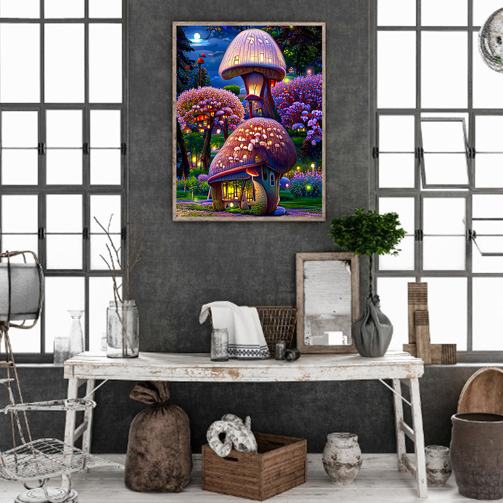 Mushroom House - Full Round Drill Diamond Painting 40*50CM