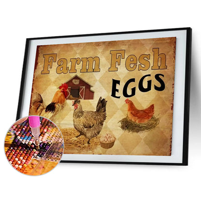 Farm Chicken - Full Round Drill Diamond Painting 40*30CM