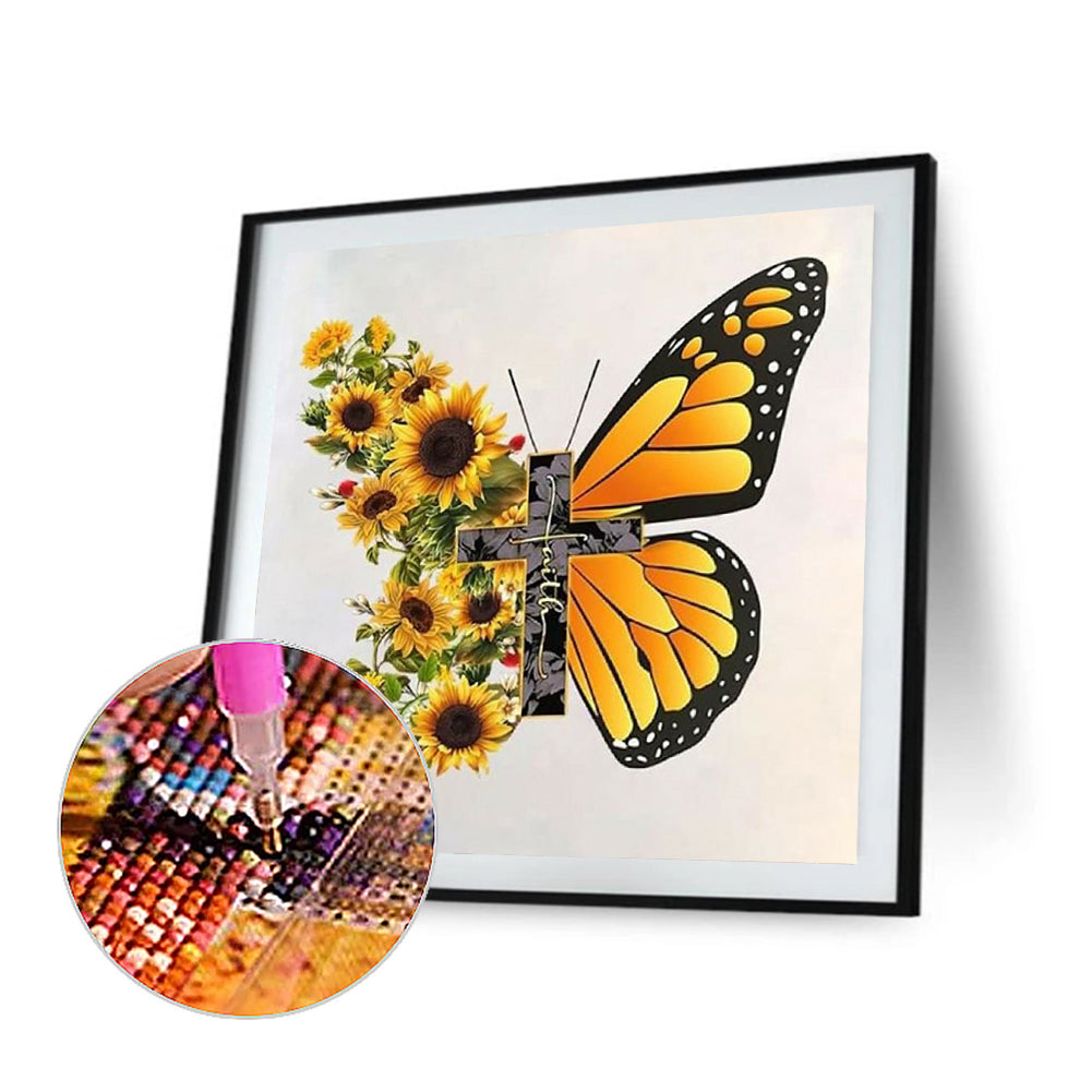 Sunflower Butterfly - Full Square Drill Diamond Painting 30*30CM