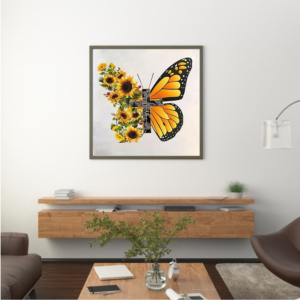 Sunflower Butterfly - Full Square Drill Diamond Painting 30*30CM