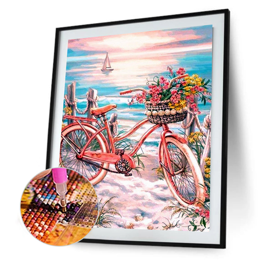 Seaside Bike - Full Round Drill Diamond Painting 30*40CM