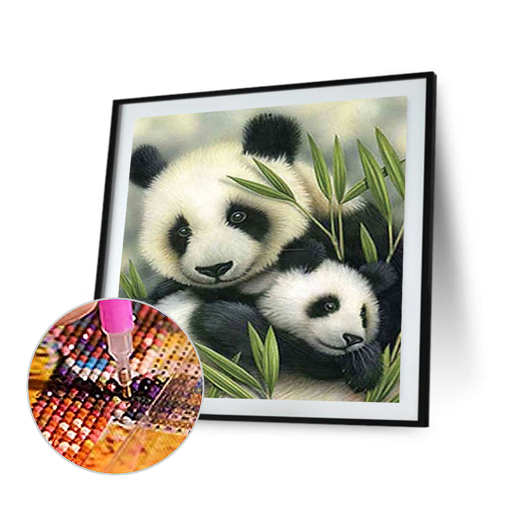 Panda Mother And Child - Full Round Drill Diamond Painting 40*40CM