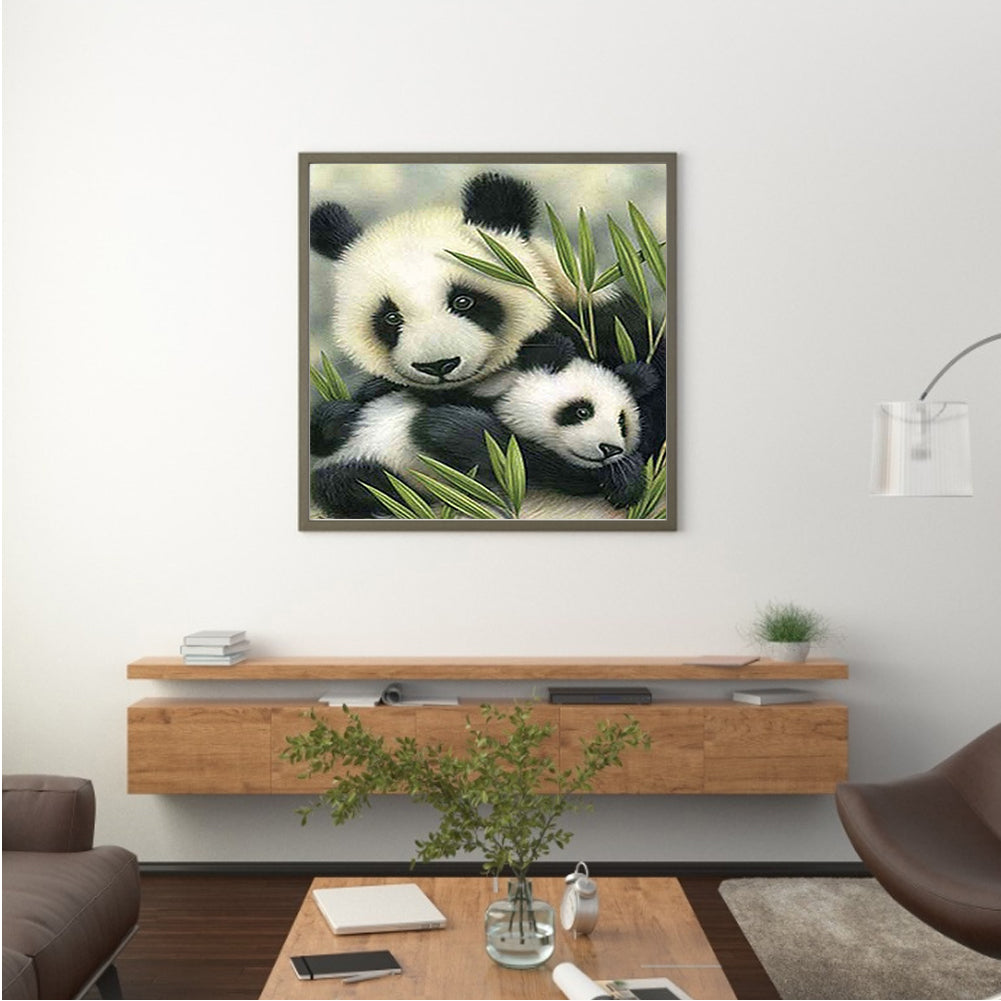 Panda Mother And Child - Full Round Drill Diamond Painting 40*40CM