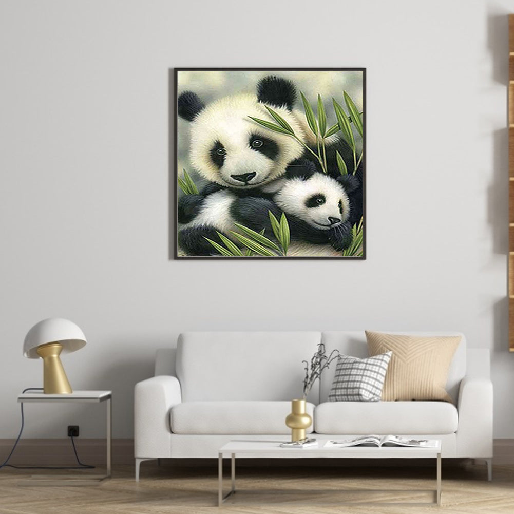 Panda Mother And Child - Full Round Drill Diamond Painting 40*40CM
