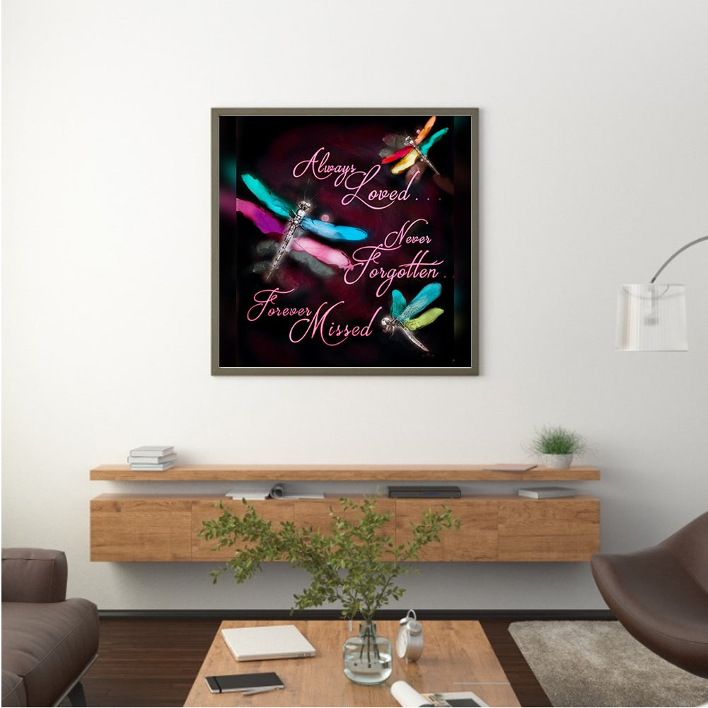 Dragonfly In English - Full Round Drill Diamond Painting 30*30CM