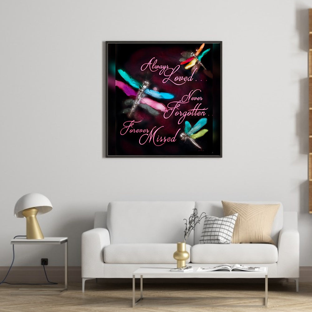 Dragonfly In English - Full Round Drill Diamond Painting 30*30CM