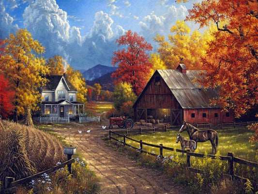 Farm Scenery - Full Round Drill Diamond Painting 50*40CM