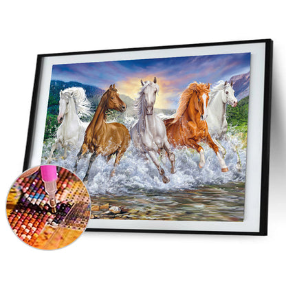 Horse Illustration - Full Round Drill Diamond Painting 50*40CM