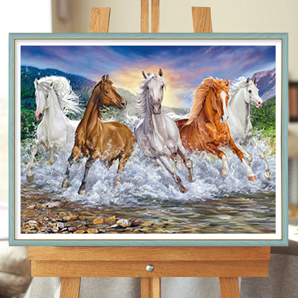 Horse Illustration - Full Round Drill Diamond Painting 50*40CM