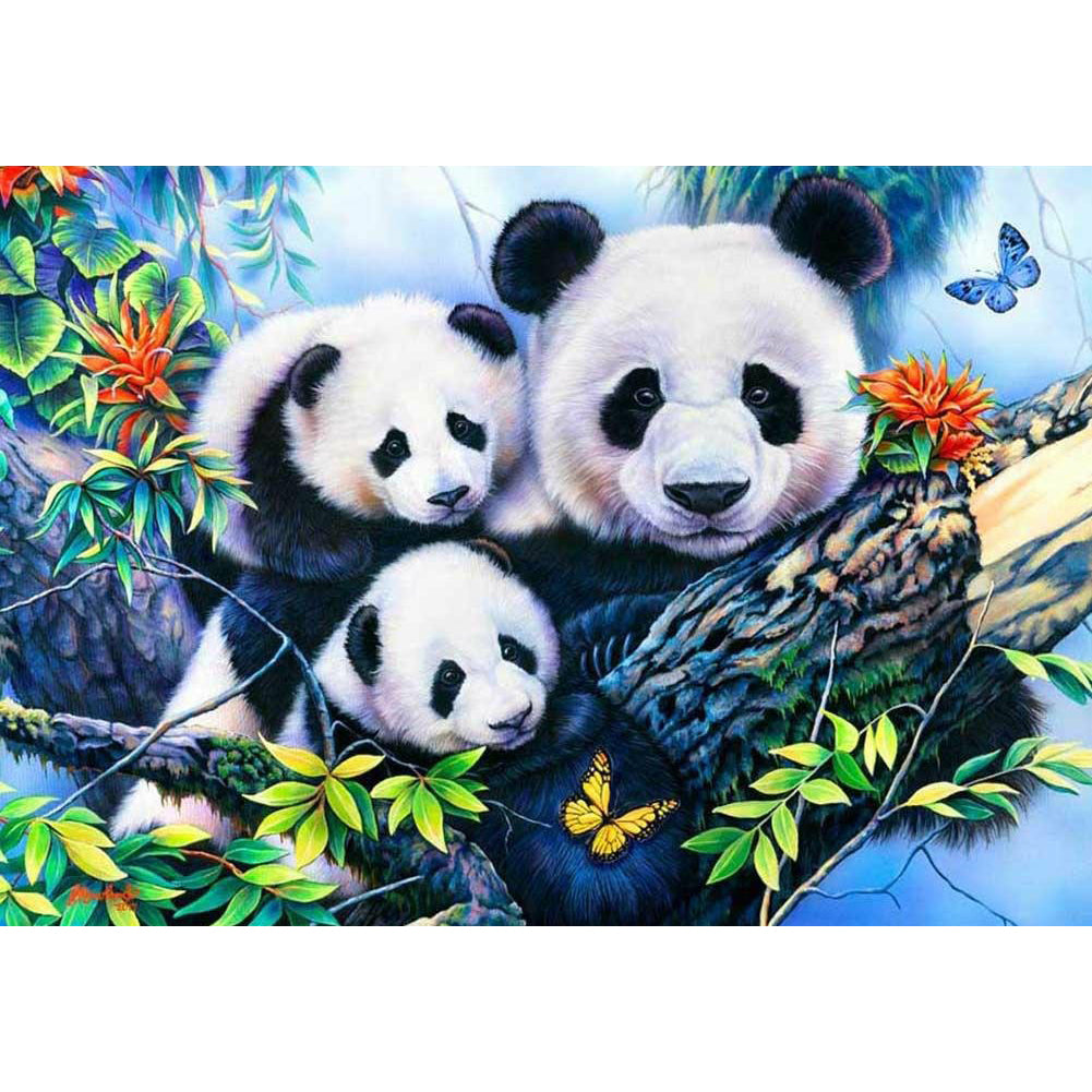 Parent-Child Panda - Full Round Drill Diamond Painting 50*40CM