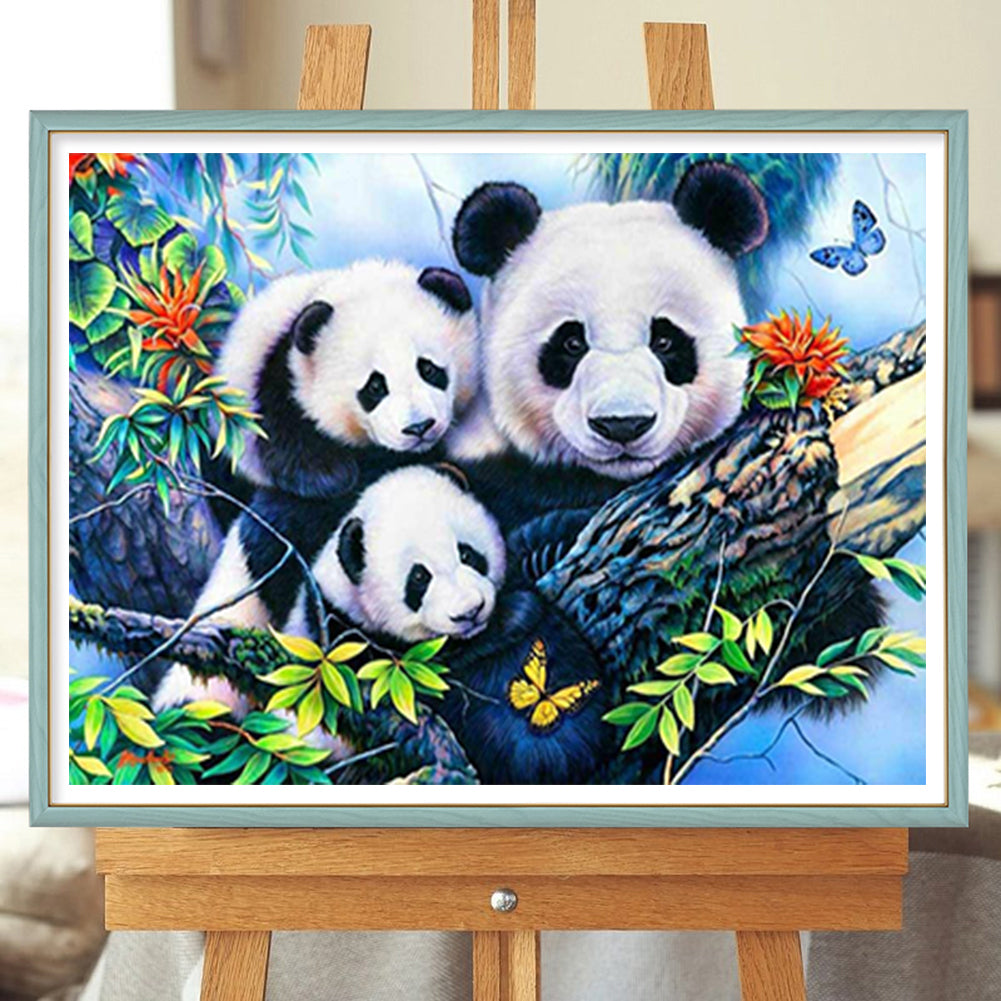 Parent-Child Panda - Full Round Drill Diamond Painting 50*40CM