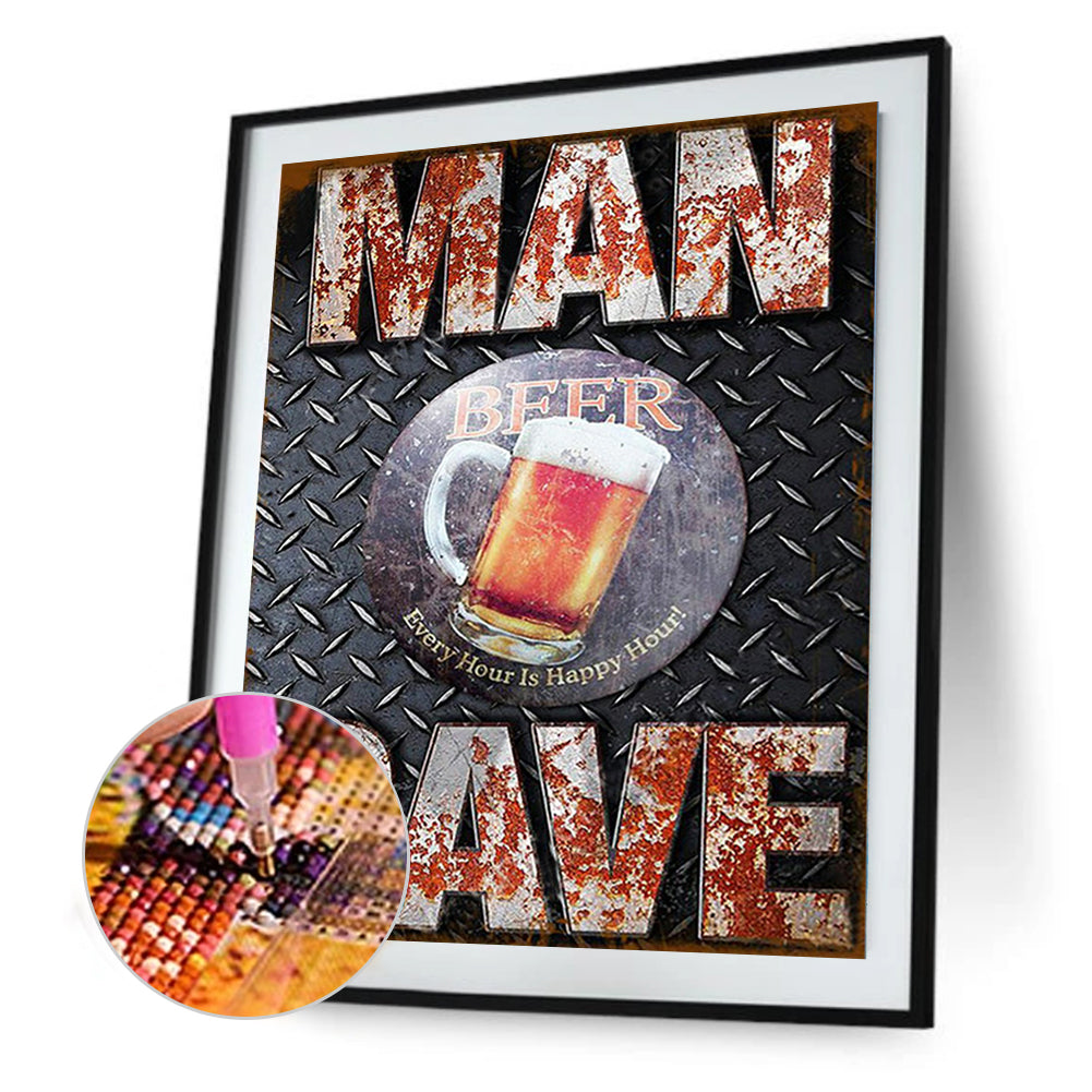 Beer English Retro Poster - Full Round Drill Diamond Painting 40*50CM