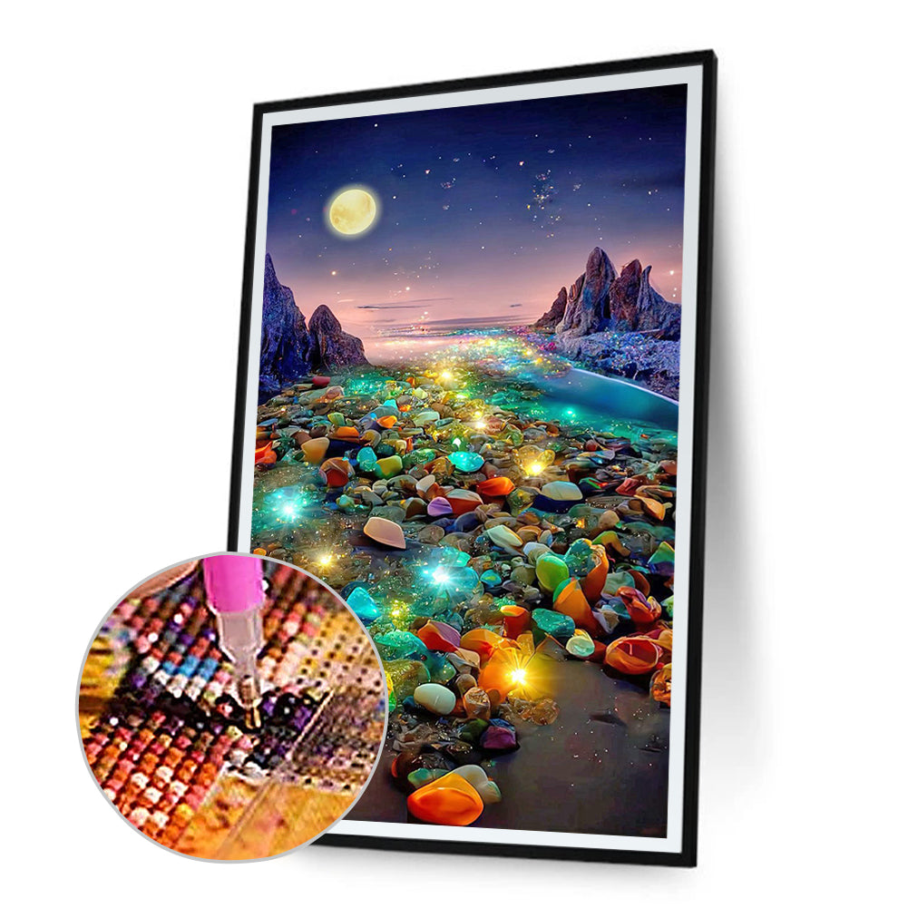 Under The Moon Fantasy Luminous Color Stone - Full Round Drill Diamond Painting 40*70CM