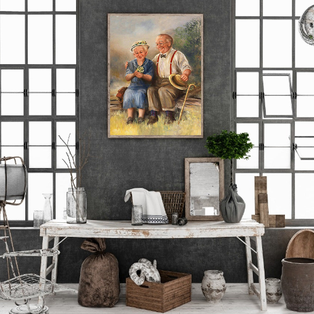 Elderly Couple - Full Round Drill Diamond Painting 40*50CM