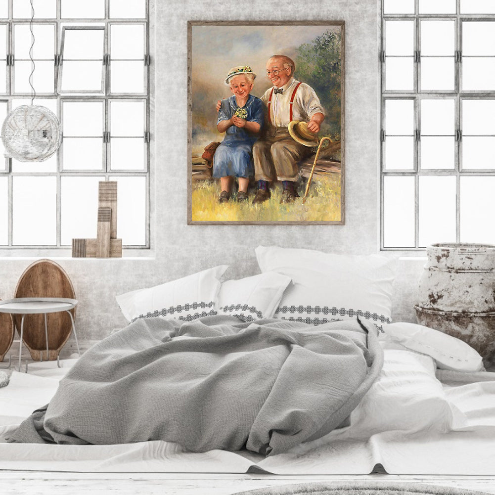 Elderly Couple - Full Round Drill Diamond Painting 40*50CM