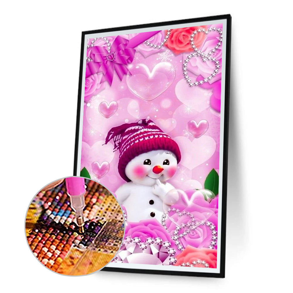 Pink Snowman - Full Round Drill Diamond Painting 40*70CM