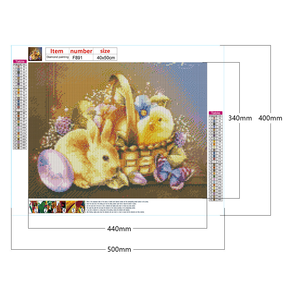 Easter Bunny Eggs - Full Square Drill Diamond Painting 50*40CM
