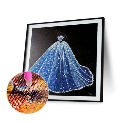 Blue Dress - Special Shaped Drill Diamond Painting 30*30CM