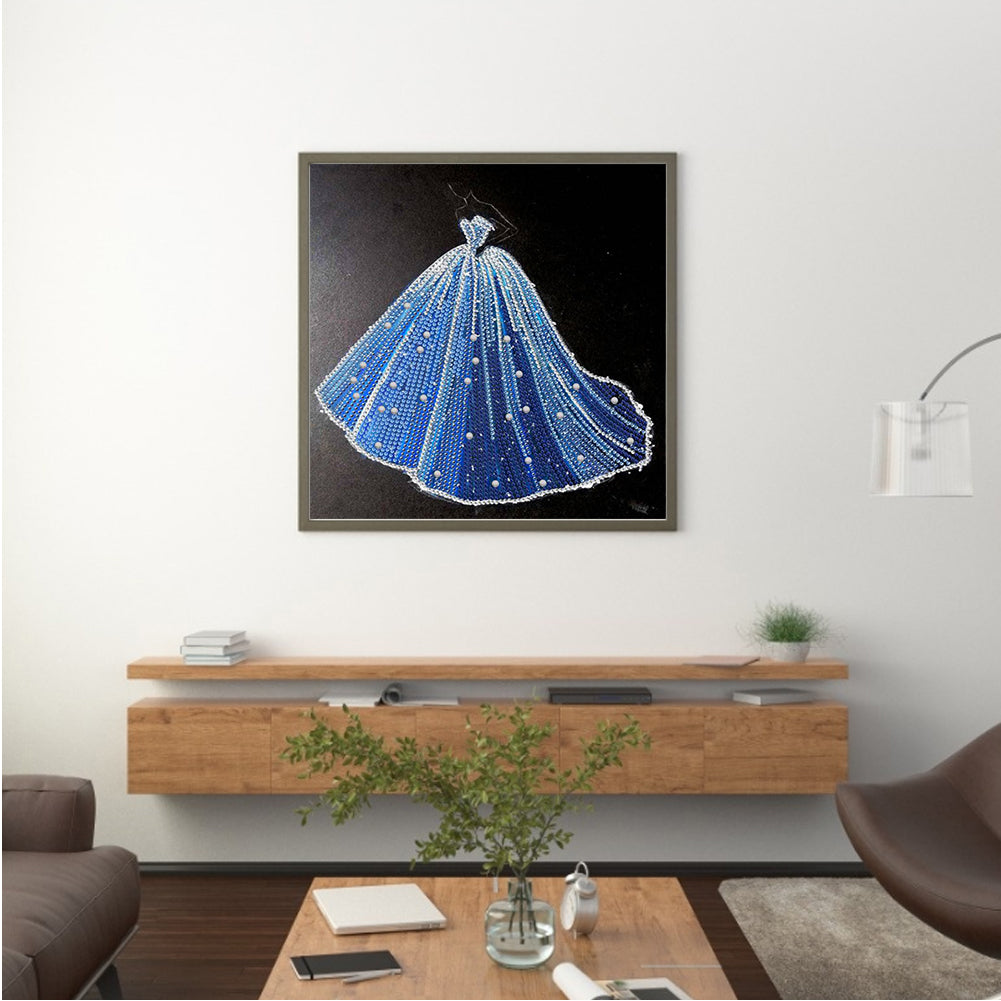Blue Dress - Special Shaped Drill Diamond Painting 30*30CM