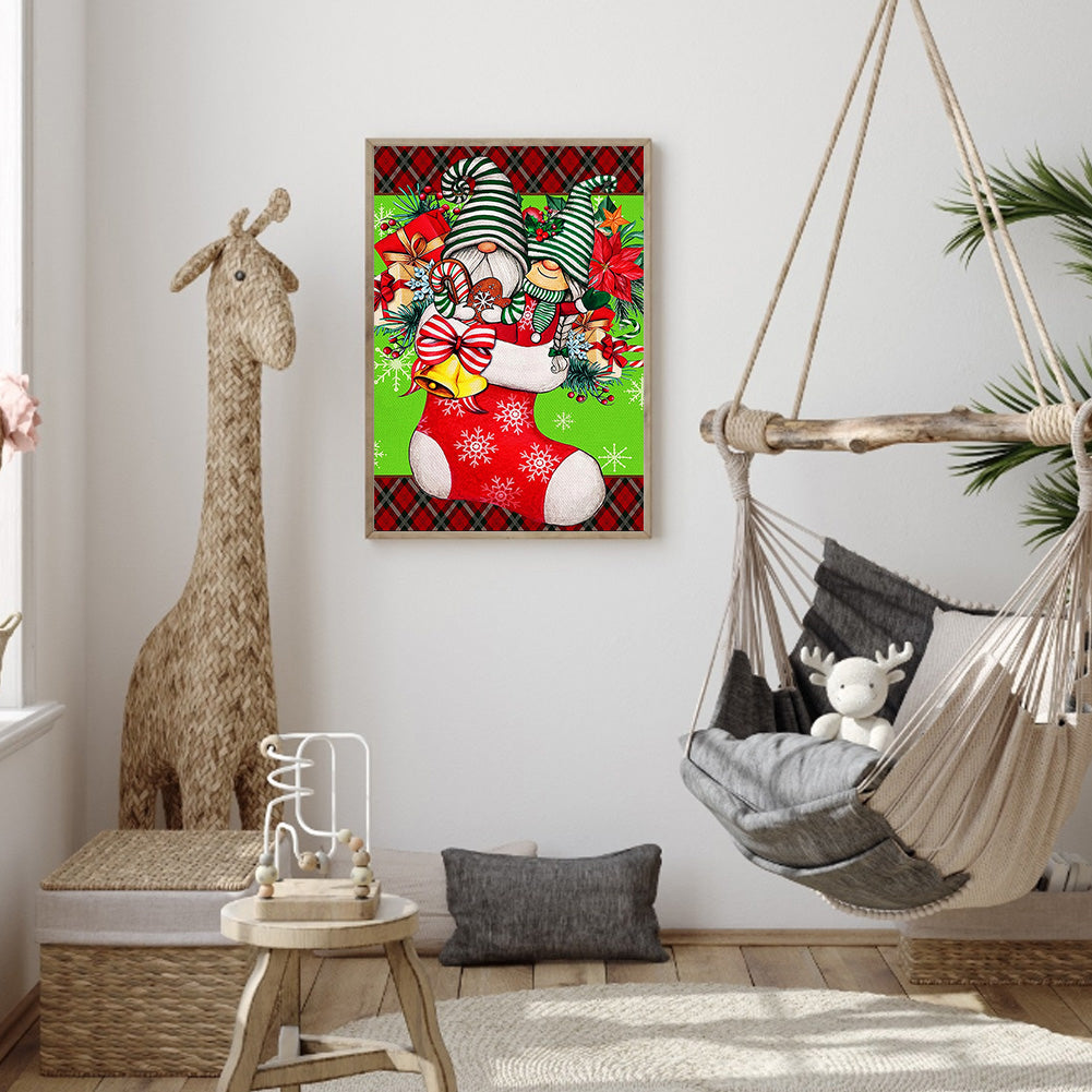 Stocking Gnome - Full Round Drill Diamond Painting 30*40CM