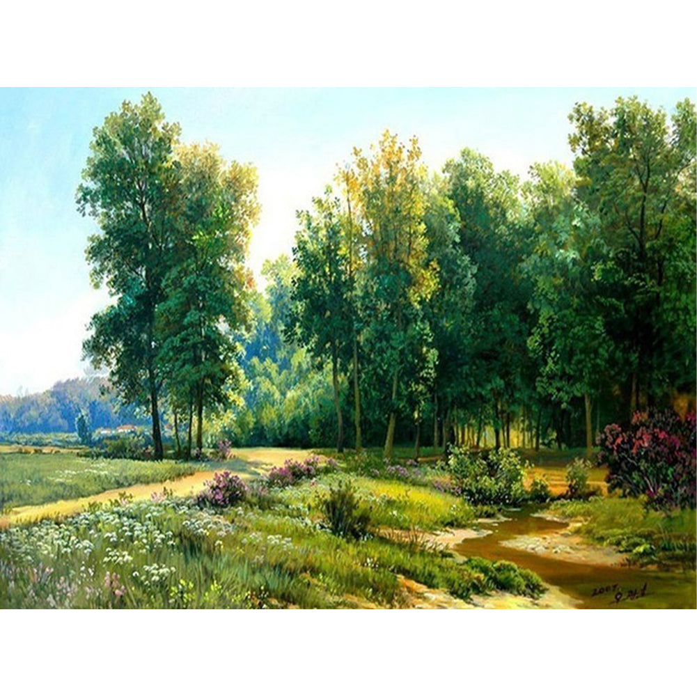 Green Forest - Full Round Drill Diamond Painting 40*30CM
