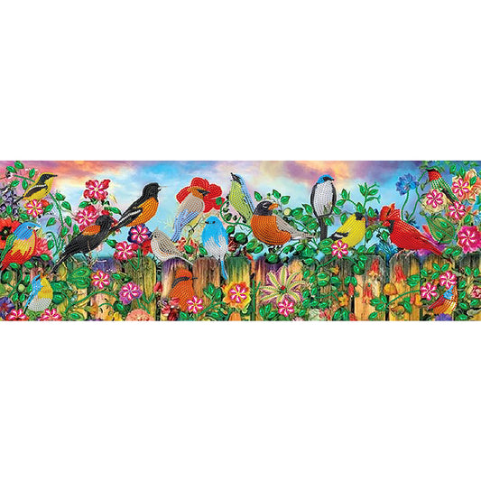 Birds On Fence - Special Shaped Drill Diamond Painting 80*30CM