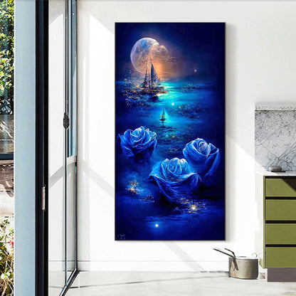 Sea Moonlight Rose - Full Round Drill Diamond Painting 40*70CM