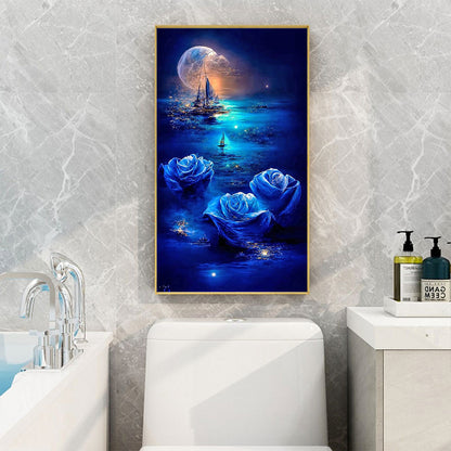 Moonlight Rose On The Sea - Full Round Drill Diamond Painting 40*70CM