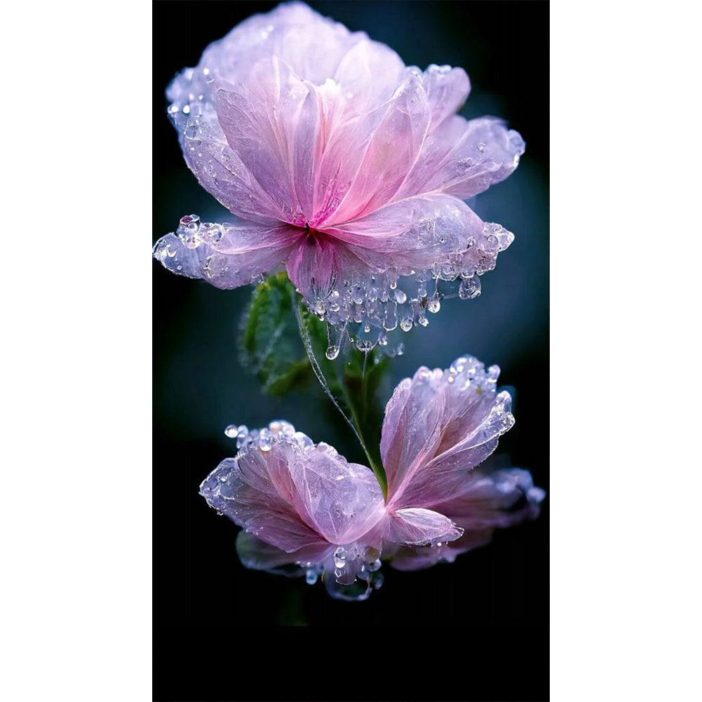 Water Drop Flowers - Full Round Drill Diamond Painting 40*70CM