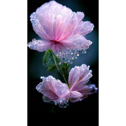 Water Drop Flowers - Full Round Drill Diamond Painting 40*70CM