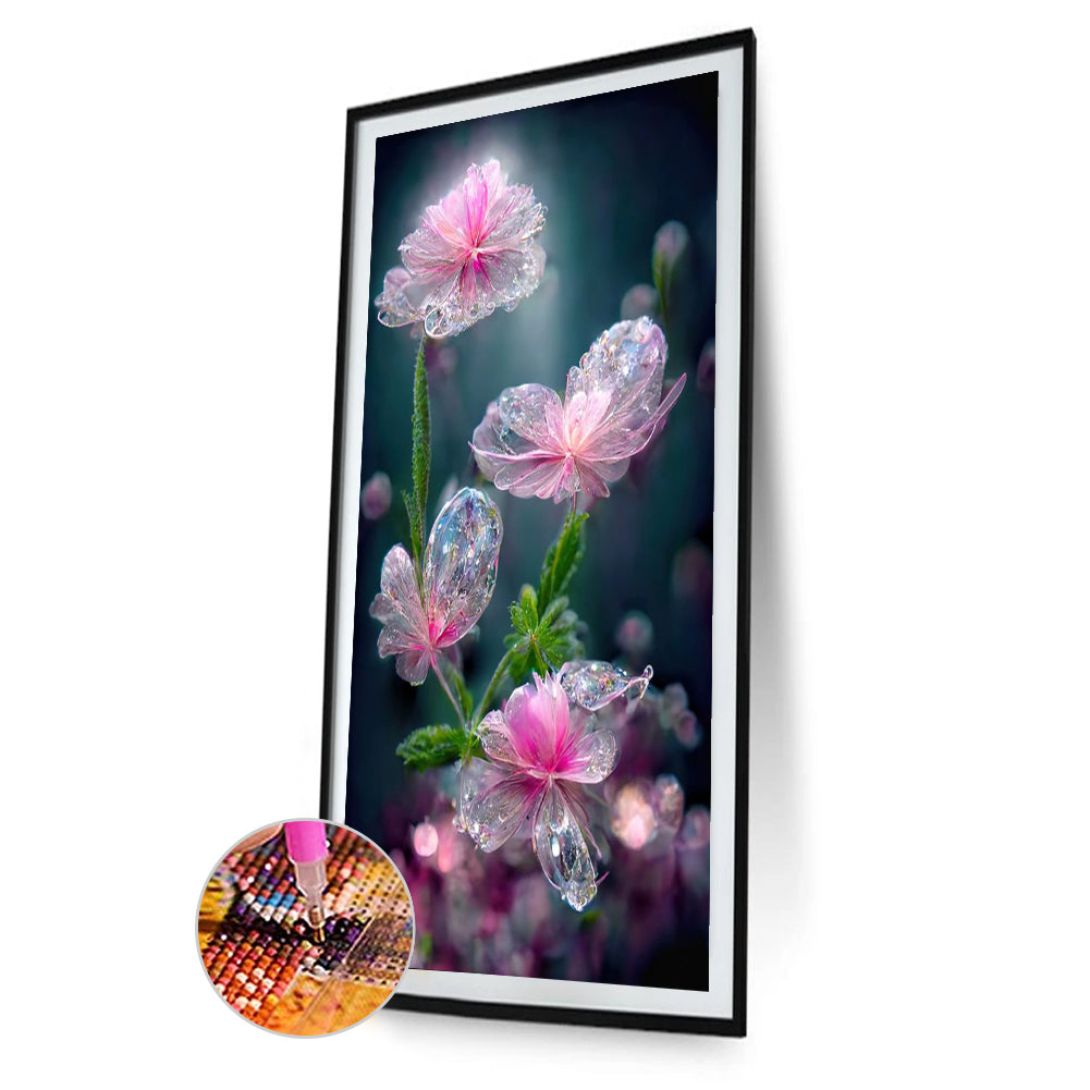 Water Drop Flowers - Full Round Drill Diamond Painting 40*70CM