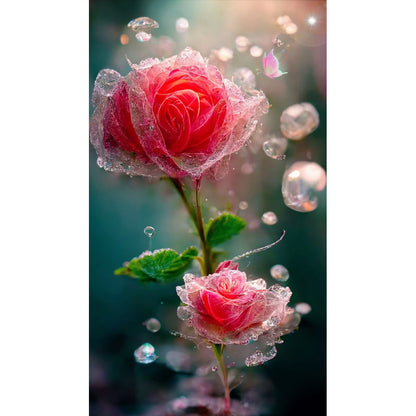 Water Drop Flowers - Full Round Drill Diamond Painting 40*70CM
