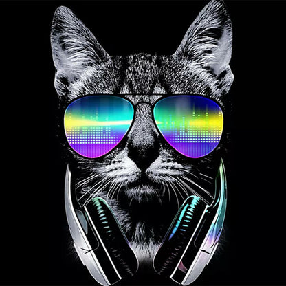 Sunglasses Cat - Full Round Drill Diamond Painting 40*40CM