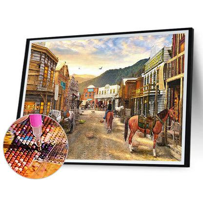Street House - Full Round Drill Diamond Painting 50*40CM