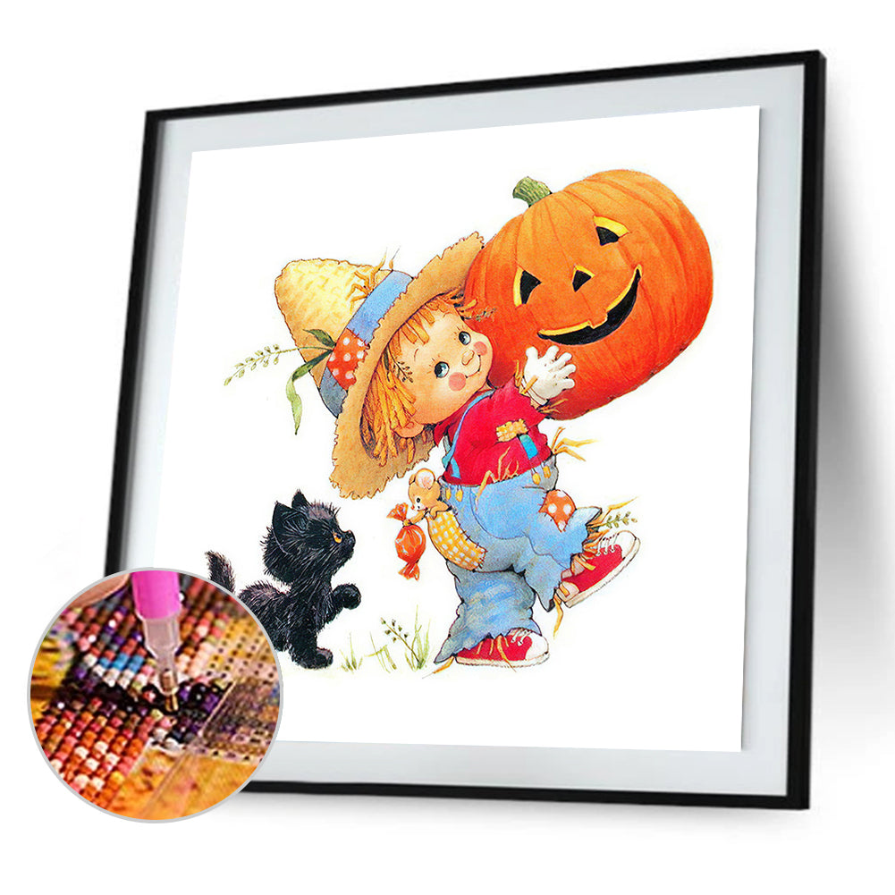 Pumpkin Kid - Full Square Drill Diamond Painting 30*30CM