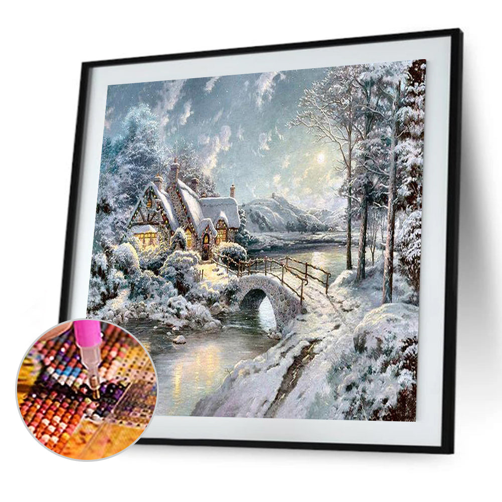 Snow House 30*30CM(Canvas) Full Square Drill Diamond Painting