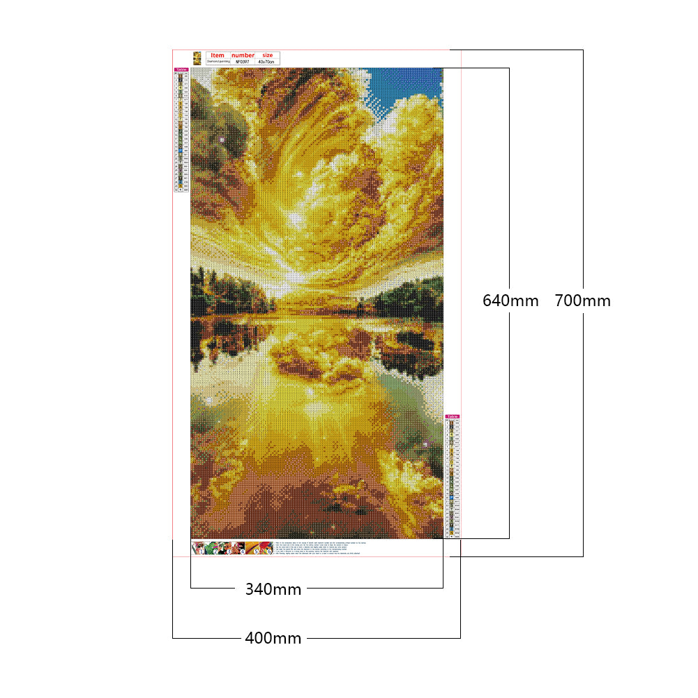 Golden Cloud Water Sky - Full Square Drill Diamond Painting 40*70CM