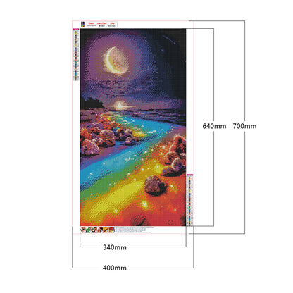 Colorful River Under The Crescent Moon - Full Square Drill Diamond Painting 40*70CM