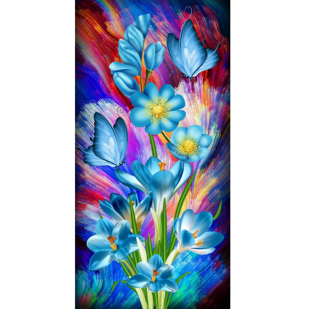 Blue Iris - Full Round Drill Diamond Painting 40*80CM