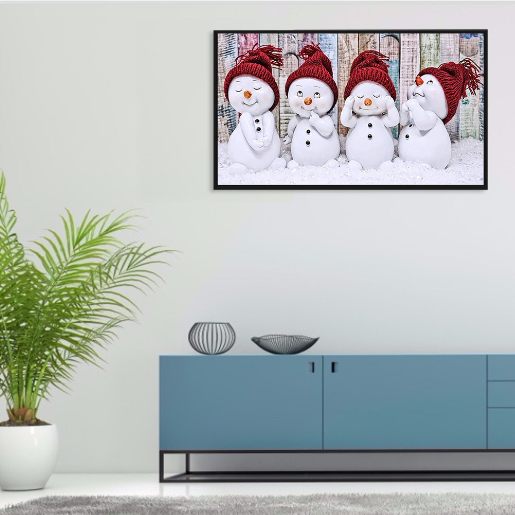 Four Little Snowmen - Full Round Drill Diamond Painting 60*40CM