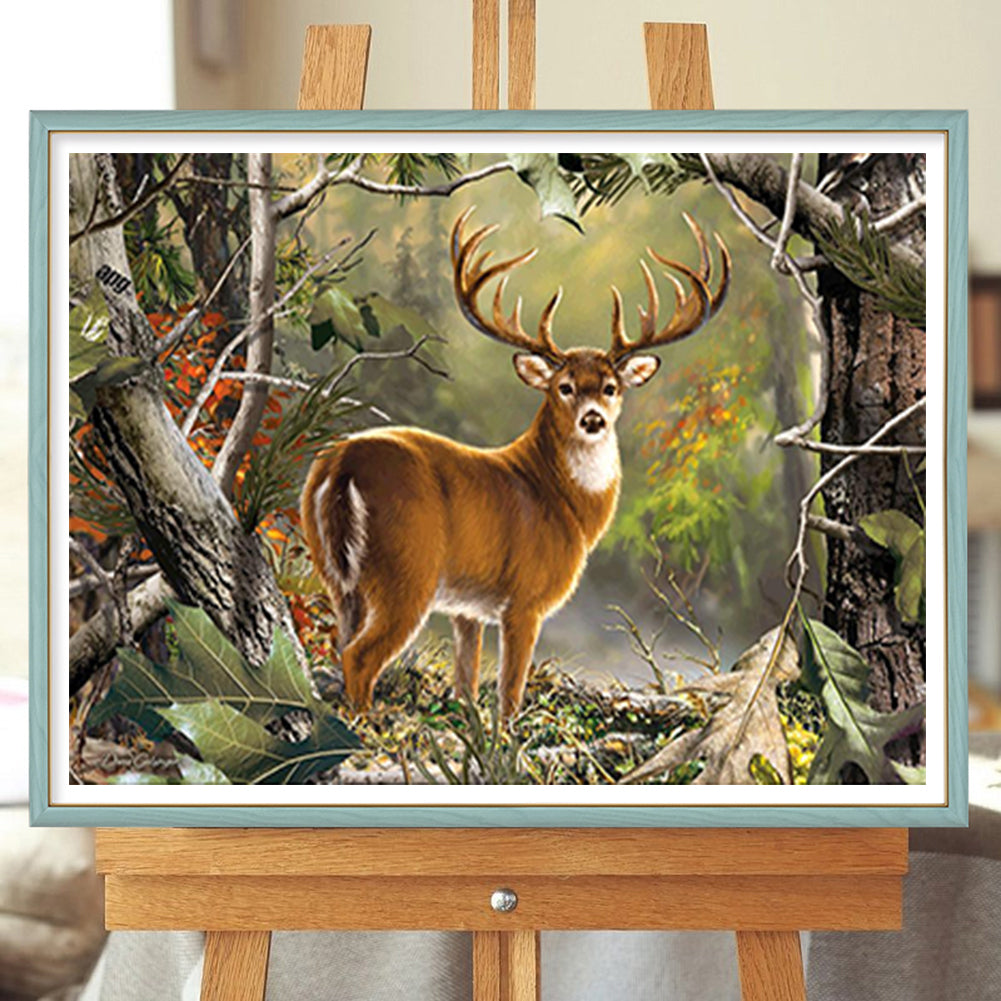 Elk In The Forest - Full Round Drill Diamond Painting 60*50CM