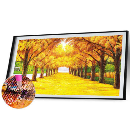 Autumn Maple Leaf Road - Full Square Drill Diamond Painting 100*50CM